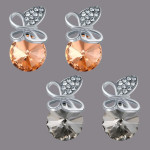 Arihant Combo of Grey & Beige Crystal Drop Earrings 70230