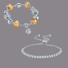 Arihant Combo of 1 Pair of Silver Plated Pandora & Charm Bracelets 70245