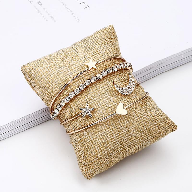 Arihant Scintillating American Diamond Star & Moon Design Gold Plated Bracelet For Women/Girls (Pack of 4) 49006