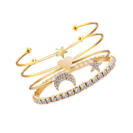 Arihant Scintillating American Diamond Star & Moon Design Gold Plated Bracelet For Women/Girls (Pack of 4) 49006
