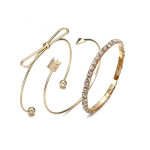 Arihant Ravishing American Diamond Note Arrow Design Gold Plated Cuff Bracelet For Women/Girls (Pack of 3) 49009