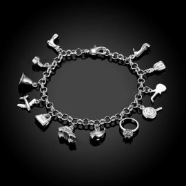 Arihant Stylish Multi Designs Silver Plated Trendy Charm Bracelet For Women/Girls 49027