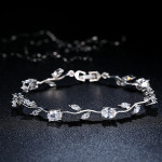 Arihant Mesmerizing Crystal Leaf Silver Plated Plushy Charm Bracelet For Women/Girls 49031