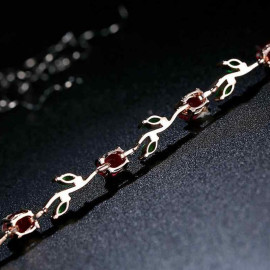 Arihant Elegant Crystal Leaf Rose Gold Swanky Charm Bracelet For Women/Girls 49032