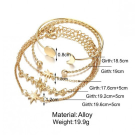 Arihant Set of 5 Gold Plated Boho Bracelets 49083
