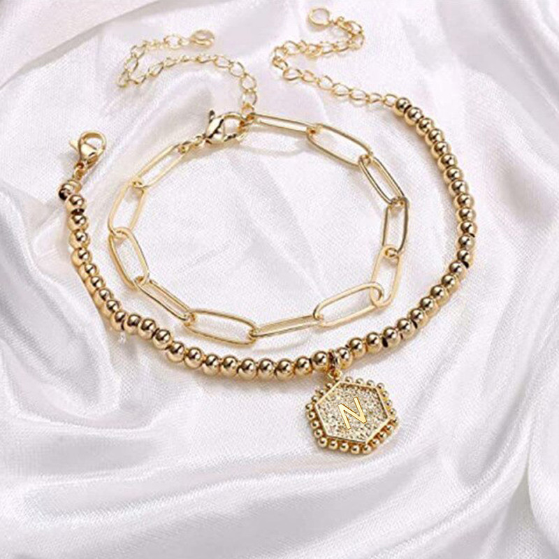 Arihant Jewellery For Women Gold Plated Alphabetical "N" Bracelet