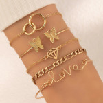 Arihant Gold Toned Gold Plated Set of 5 Contemporary Stackable Bracelet Set For Women and Girls