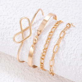 Arihant Gold Toned & Gold-Plated Set of 4 Contemporary Stackable Bracelet Set For Women and Girls