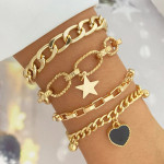 Arihant Gold Plated Heart-Star Contemporary Set of 4 Bracelet Set For Women and Girls