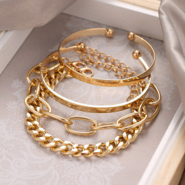 Arihant Gold-Toned Gold-Plated Set of 4 "Love" Contemporary Bracelet Set For Women and Girls