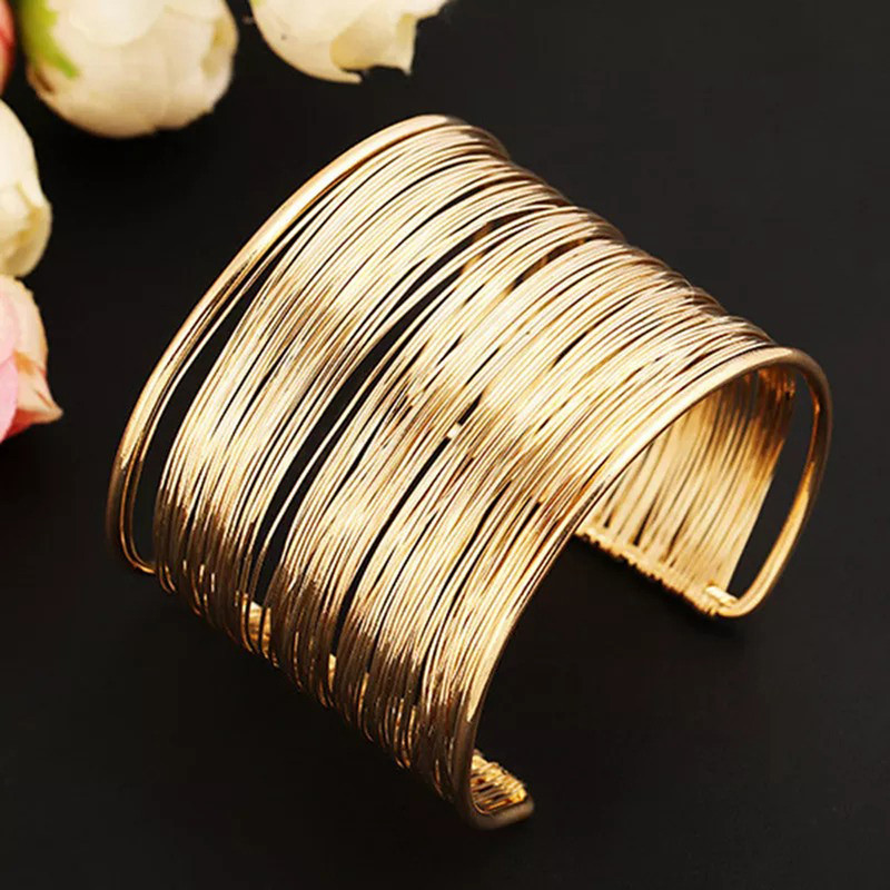 Arihant Gold Plated Party Statement Mesh Design Silver Free Size Korean Cuff Bracelet For Women and Girls