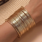 Arihant Gold Toned Gold Plated Party Statement Mesh Design Silver Free Size Korean Cuff Bracelet For Women and Girls