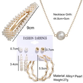 Arihant Stunning Pearl Gold Plated Earrings with Hair Clip and Necklace for Women/Girls 49531