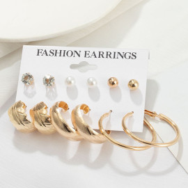 Arihant Gold Plated Layered Necklace and Gold Plated Set of 6 Contemporary Studs and Hoop Earrings Combo For Women and Girls