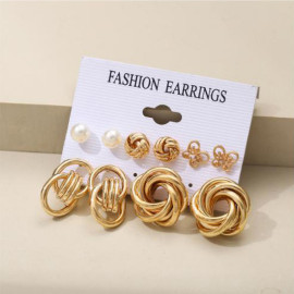 Arihant Gold Plated Layered Necklace and Gold Plated Set of 5 Contemporary Stud Earrings Combo For Women and Girls