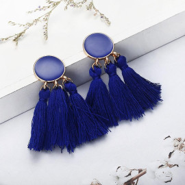 Arihant Blue-Toned Copper Plated Tassel Earrings 45096