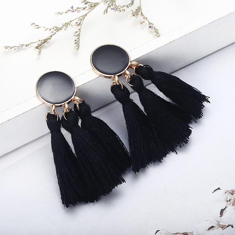 Arihant Black-Toned Copper Plated Tassel Earrings 45099