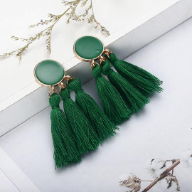 Arihant Green-Toned Copper Plated Tassel Earrings 45103