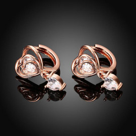 Arihant Scintillating Crystal Heart Rose Gold Elegant Drop Earrings For Women/Girls 45114