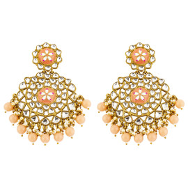 Arihant Delicate Floral Kundan & Beads Gold Plated Chandbali Earrings For Women/Girls 45160