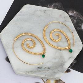 Arihant Gold Plated Spiral Unique Waterdrop Dangle Statement Earrings