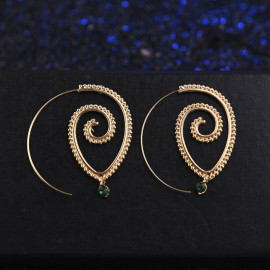 Arihant Gold Plated Spiral Unique Waterdrop Dangle Statement Earrings