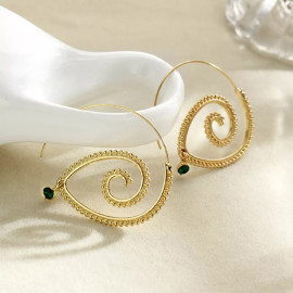 Arihant Gold Plated Spiral Unique Waterdrop Dangle Statement Earrings