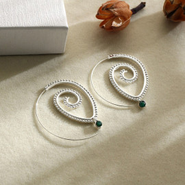 Arihant Silver Plated Spiral Unique Waterdrop Dangle Statement Earrings