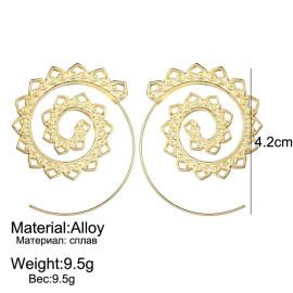 Arihant Spiral Gold Plated Circular Drop Earrings