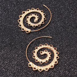 Arihant Spiral Gold Plated Circular Drop Earrings