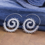 Arihant Spiral Silver Plated Circular Drop Earrings