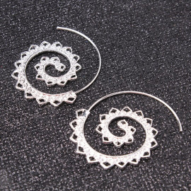 Arihant Spiral Silver Plated Circular Drop Earrings