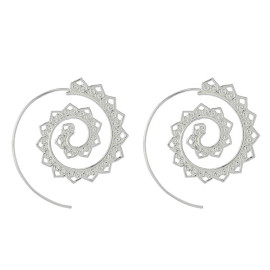 Arihant Spiral Silver Plated Circular Drop Earrings