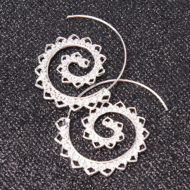 Arihant Spiral Silver Plated Circular Drop Earrings