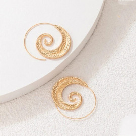 Arihant Spiral Gold Plated Circular Drop Earrings