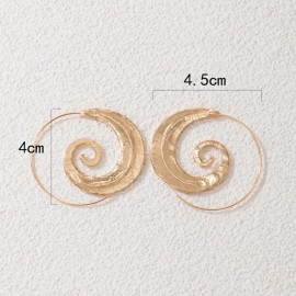 Arihant Spiral Gold Plated Circular Drop Earrings