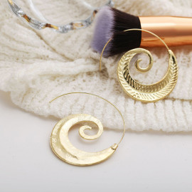 Arihant Spiral Gold Plated Circular Drop Earrings