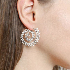 Arihant Spiral Silver Plated Circular Drop Earrings