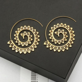 Arihant Spiral Gold Plated Circular Drop Earrings