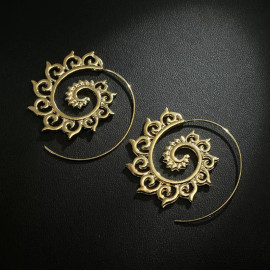 Arihant Spiral Gold Plated Circular Drop Earrings