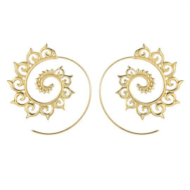 Arihant Spiral Gold Plated Circular Drop Earrings