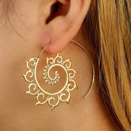 Arihant Spiral Gold Plated Circular Drop Earrings