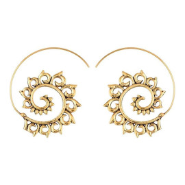 Arihant Spiral Gold Plated Circular Drop Earrings