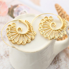 Arihant Spiral Gold Plated Circular Drop Earrings