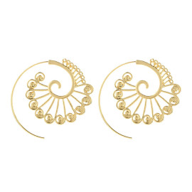 Arihant Spiral Gold Plated Circular Drop Earrings