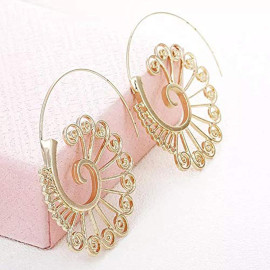 Arihant Spiral Gold Plated Circular Drop Earrings