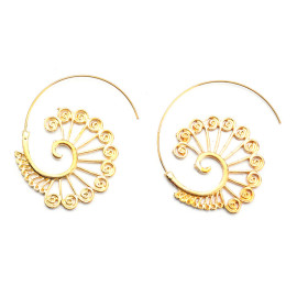 Arihant Spiral Gold Plated Circular Drop Earrings