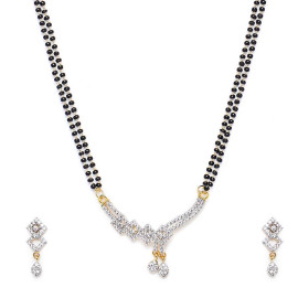 Arihant Splendid AD Studded Geometric Gold Plated Mesmerizing Mangalsutra Set For Women 44502