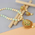 Arihant Green GP Kundan studded Pearl Necklace Set 44023