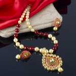 Arihant Magenta GP Kundan studded Pearl Necklace Set 44034